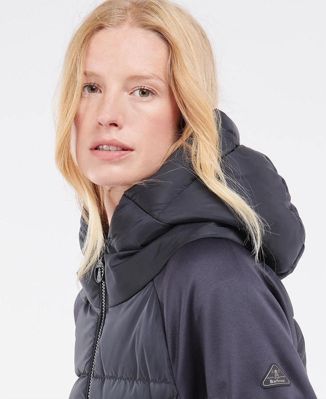 Navy Women's Barbour Reedley Quilted Sweatshirts | IHLQZJ-965