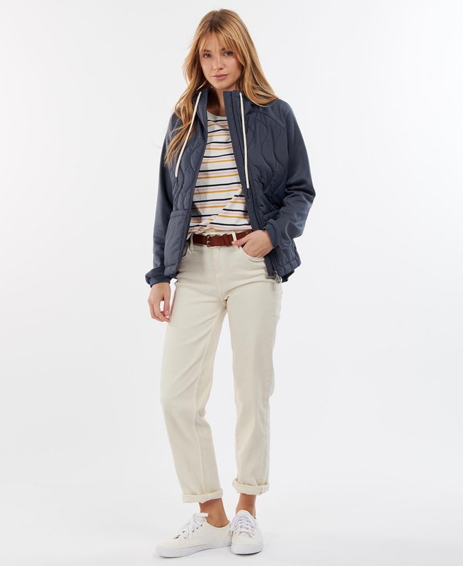 Navy Women's Barbour Strathmore Sweatshirts | LTJCFB-024