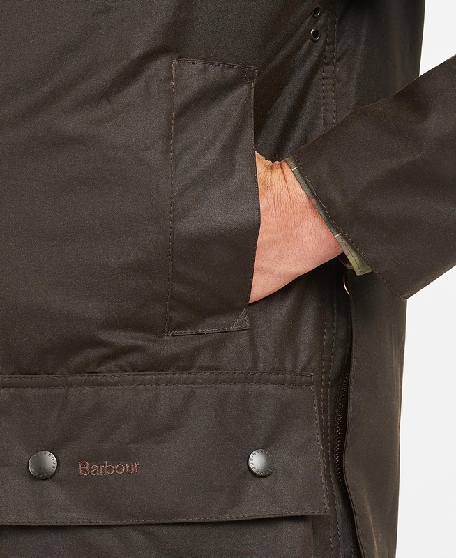 Olive Men's Barbour Classic Beaufort® Waxed Jackets | FKQNBE-625