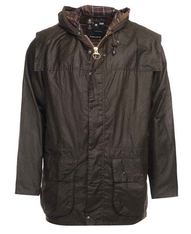 Olive Men's Barbour Classic Durham® Waxed Jackets | PFJNSR-864