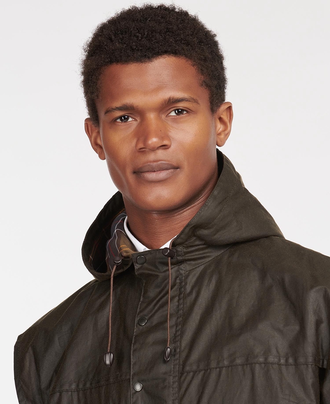 Olive Men's Barbour Classic Durham® Waxed Jackets | PFJNSR-864