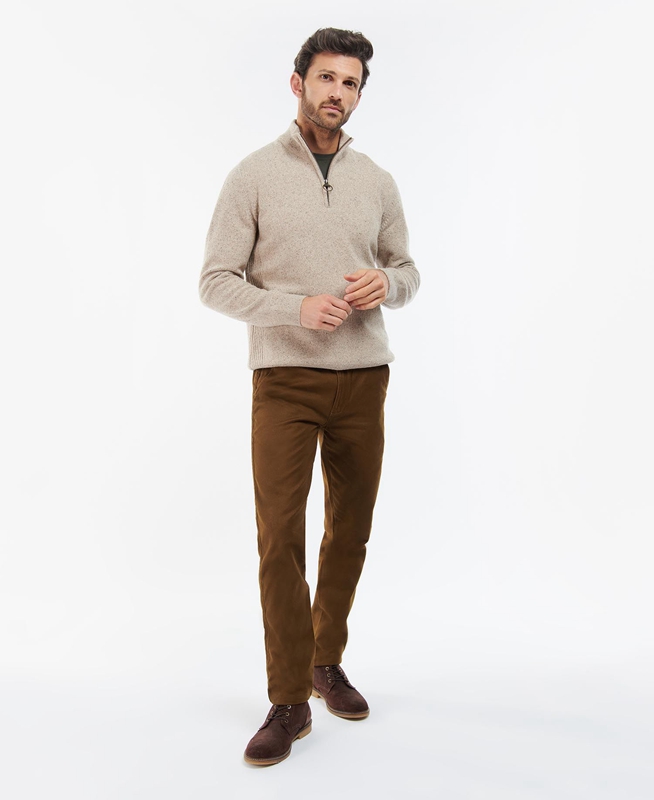 Olive Men's Barbour Essential Tisbury Half Zip Sweaters | DYQFOB-347