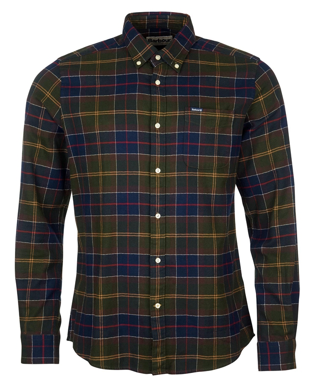 Olive Men's Barbour Hemd Kyeloch Tailored Shirts | FRAKYM-810