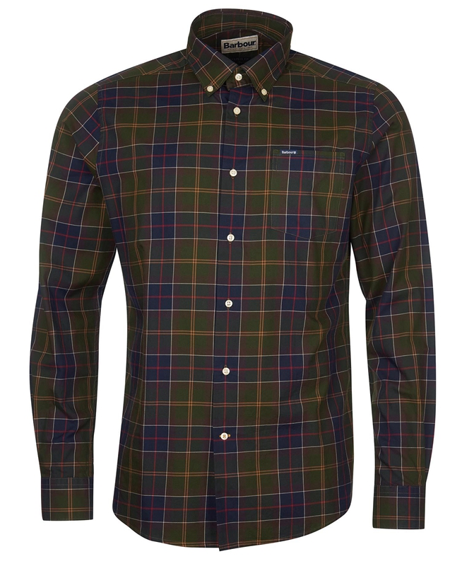 Olive Men's Barbour Hemd Wetheram Tailored Shirts | MRDZVX-148