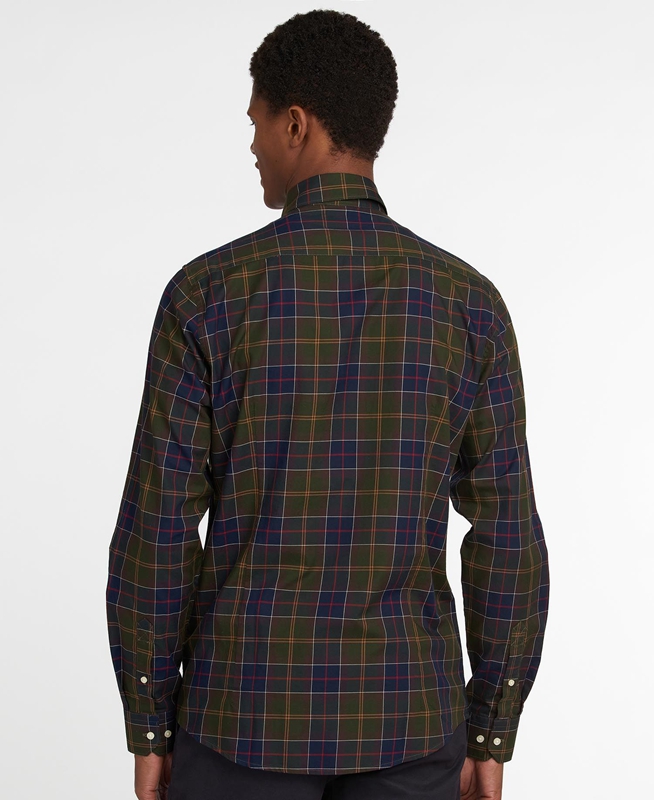 Olive Men's Barbour Hemd Wetheram Tailored Shirts | MRDZVX-148