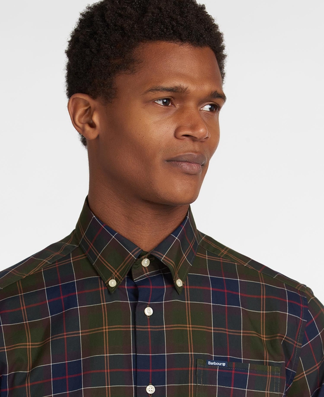 Olive Men's Barbour Hemd Wetheram Tailored Shirts | MRDZVX-148