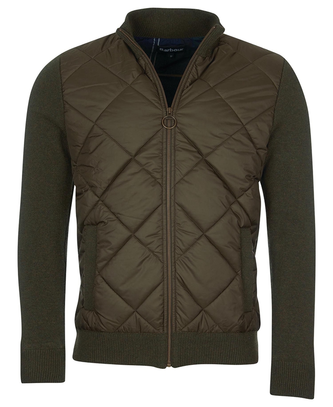 Olive Men's Barbour Jacke Arch Diamond Quilt Knit Sweaters | ZPGMHF-134