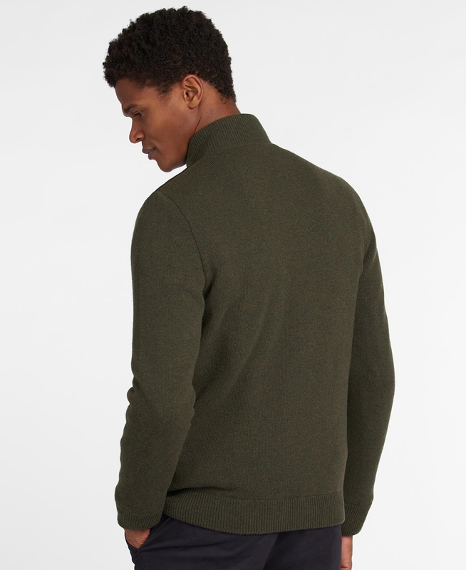 Olive Men's Barbour Jacke Arch Diamond Quilt Knit Sweaters | ZPGMHF-134