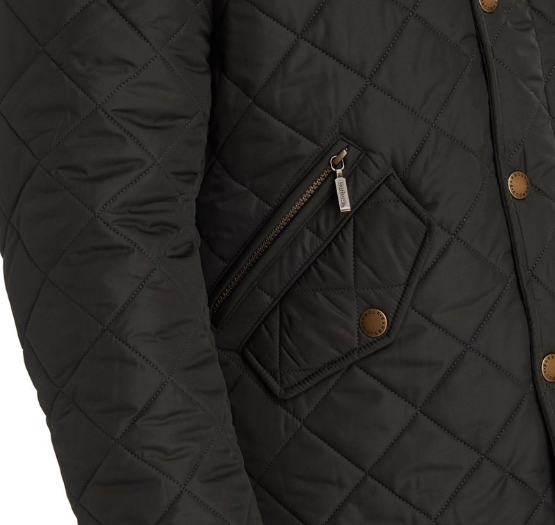 Olive Men's Barbour Powell Quilted Jackets | JDKGNL-594