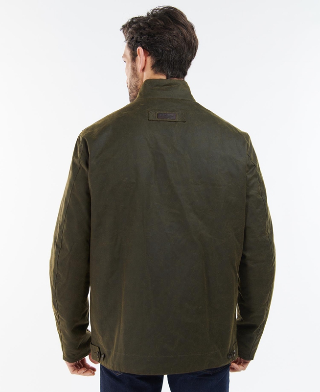 Olive Men's Barbour Sheldon Waxed Jackets | MKCLUD-401