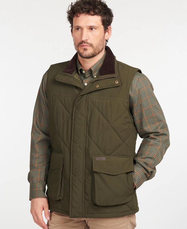 Olive Men\'s Barbour Winterdale Vest | NRQHYT-486