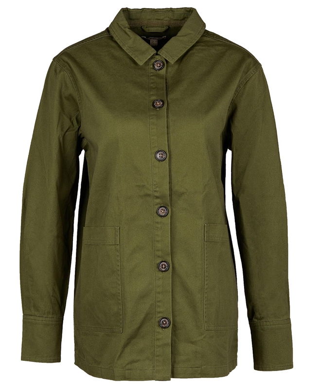 Olive Women's Barbour Explorer Marley Overshirt Shirts | XPRGNA-560