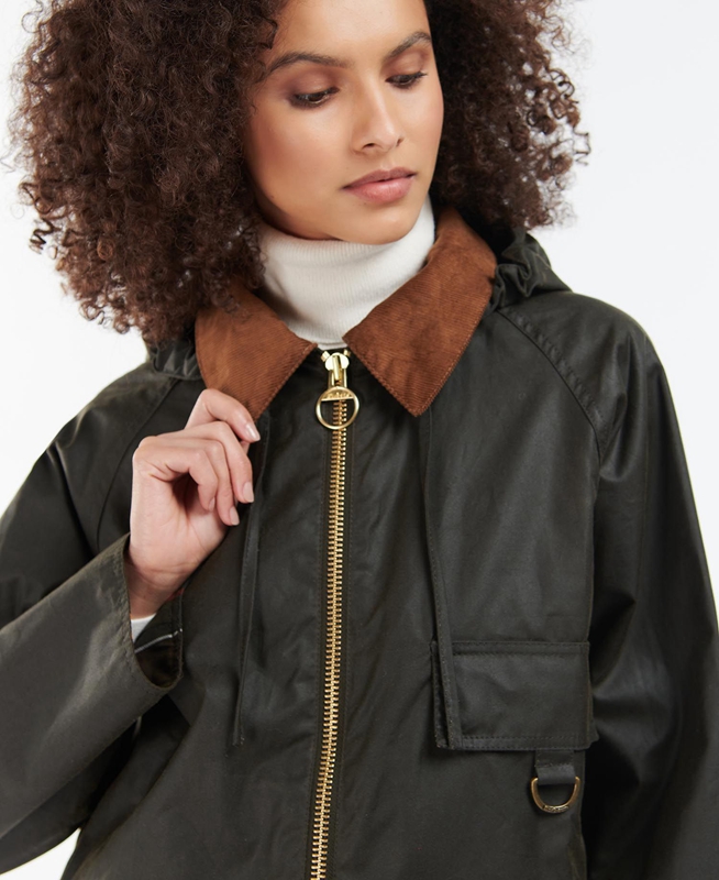 Olive Women's Barbour Highclere Waxed Jackets | YPGNRD-546