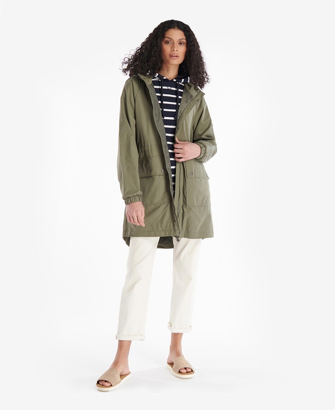 Olive Women's Barbour Sea Daisy Showerproof Casual Jackets | NIVTWF-075