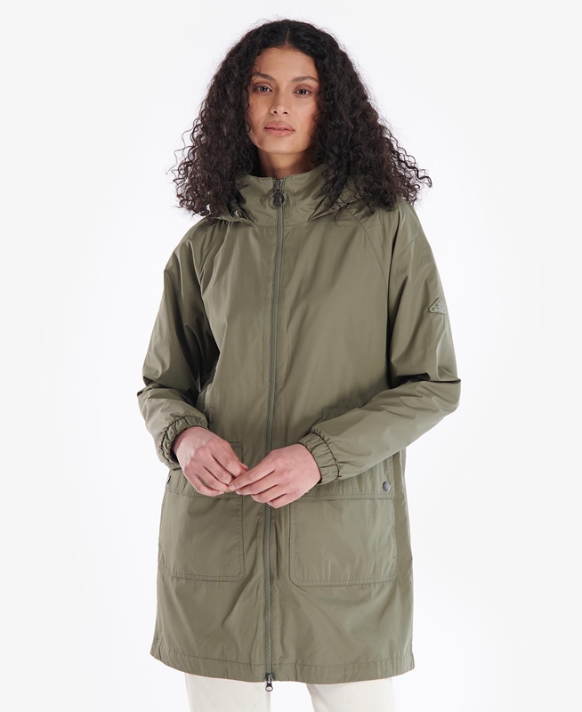 Olive Women\'s Barbour Sea Daisy Showerproof Casual Jackets | NIVTWF-075