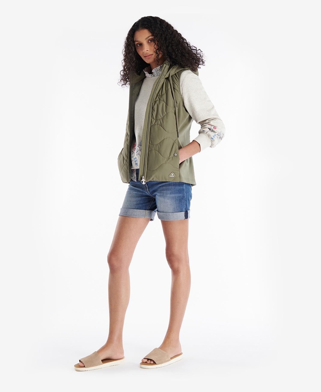 Olive Women's Barbour Thrift Quilted Sweatshirts | ZQICNA-654