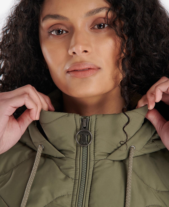 Olive Women's Barbour Thrift Quilted Sweatshirts | ZQICNA-654