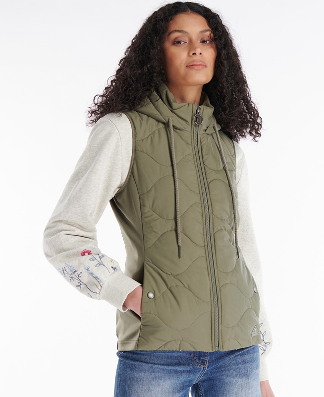 Olive Women\'s Barbour Thrift Quilted Sweatshirts | ZQICNA-654