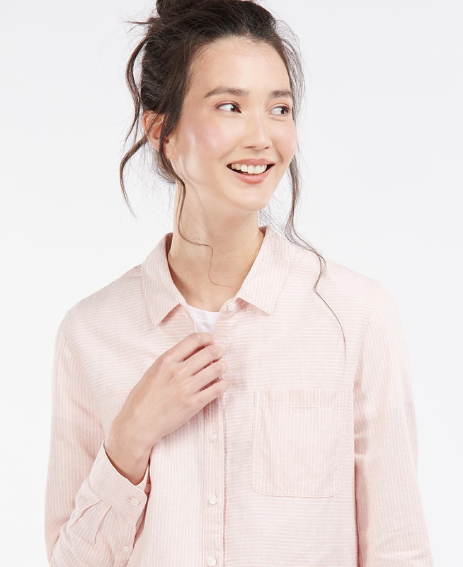 Pink Women's Barbour Beachfront Shirts | TDVFLM-054