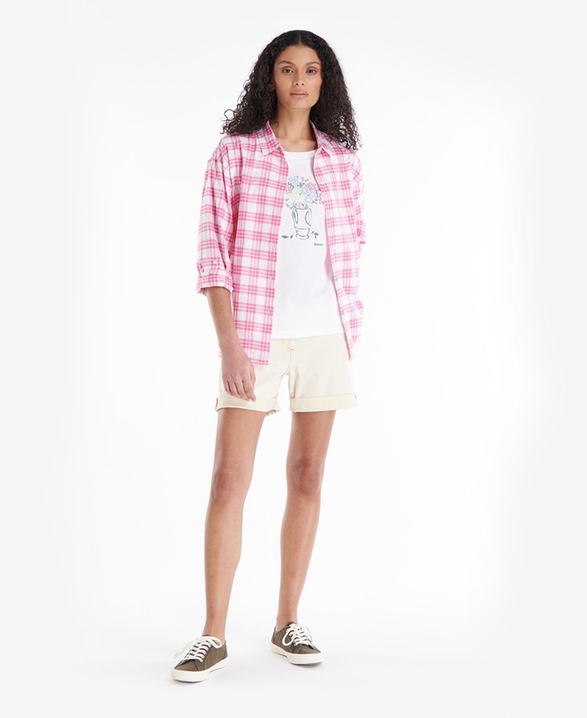 Pink Women's Barbour Willowherb Shirts | QBIDOX-143