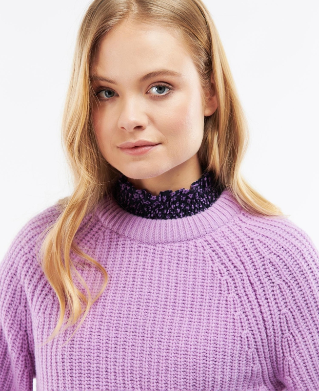 Purple Women's Barbour Hartley Knit Sweaters | JQNSZE-840