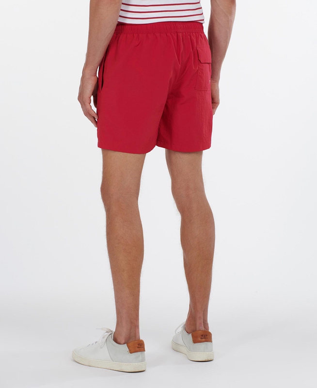 Red Men's Barbour Essential Logo 5'' Swim Pants | RKQDSI-574