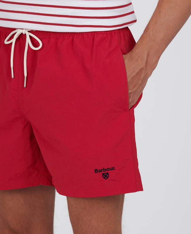 Red Men's Barbour Essential Logo 5'' Swim Pants | RKQDSI-574