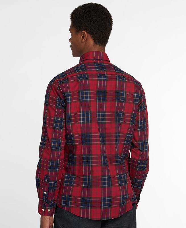 Red Men's Barbour Hemd Wetheram Tailored Shirts | QXITON-369