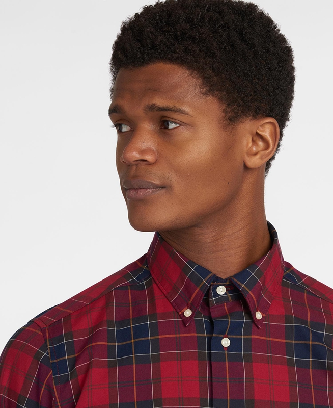 Red Men's Barbour Hemd Wetheram Tailored Shirts | QXITON-369