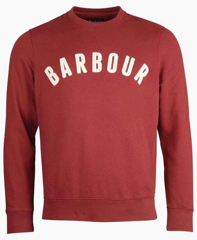 Red Men's Barbour Prep Logo Crew Sweatshirts | OBNRWZ-420