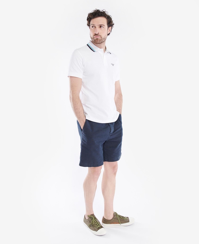 White Men's Barbour Otterburn Polo shirts | TJAIZH-963