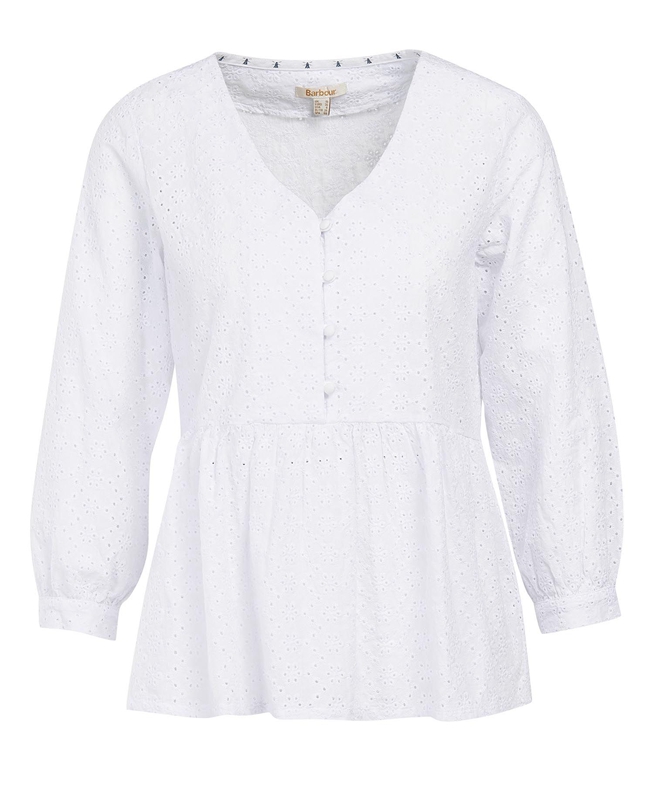 White Women's Barbour Bindweed Top Shirts | PNLXEY-506