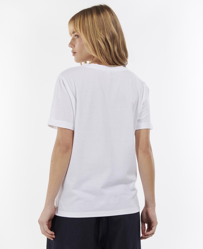 White Women's Barbour Hopewell T Shirts | RGFQKJ-791