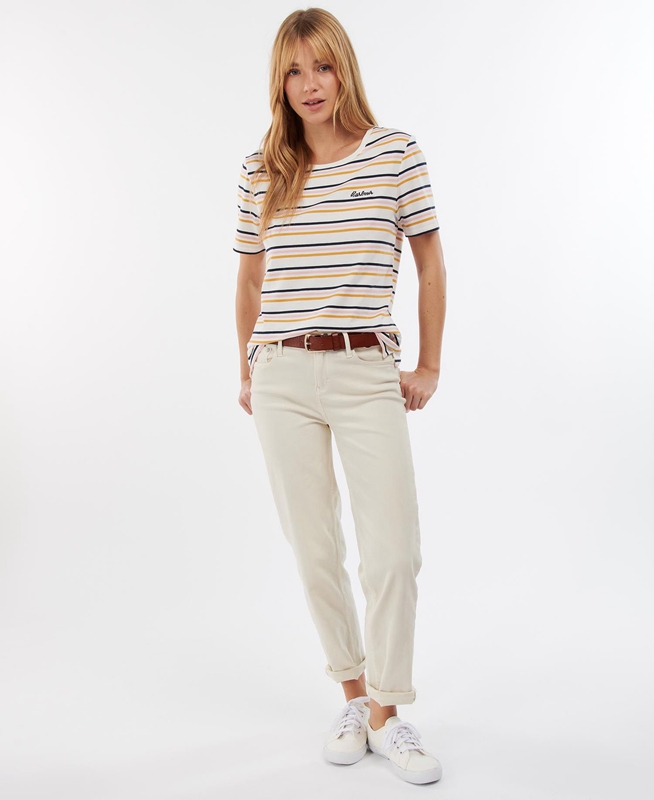 White Women's Barbour Picnic Top T Shirts | TZWNEX-802