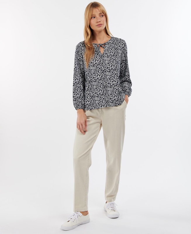 White Women's Barbour Seaholly Top T Shirts | UVTBCQ-765