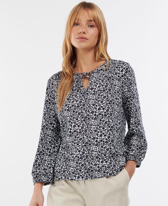 White Women\'s Barbour Seaholly Top T Shirts | UVTBCQ-765