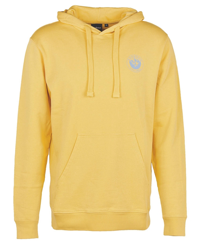 Yellow Men's Barbour Explorer Hoodie Sweatshirts | JMPYVG-032